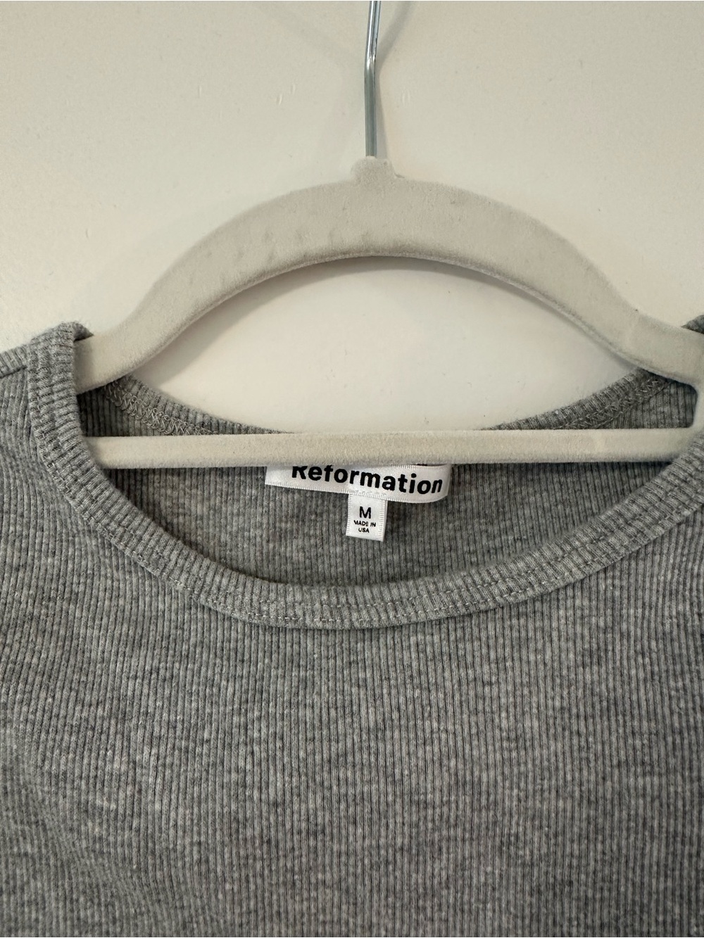 Reformation Womens Light Gray Ribbed Crewneck Tank top